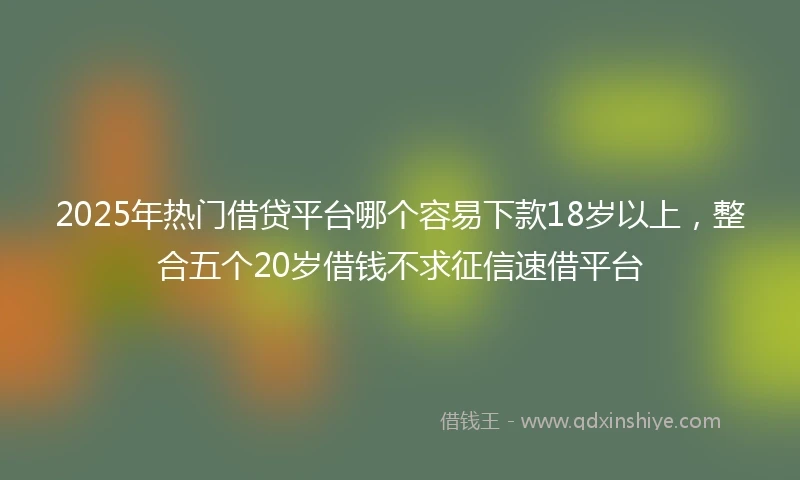 2025年热门借贷平台哪个容易下款18岁以上，整合五个20岁借钱不求征信速借平台