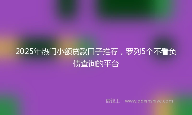 2025年热门小额贷款口子推荐，罗列5个不看负债查询的平台