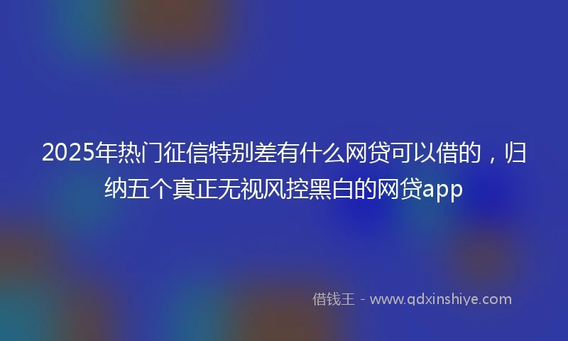 2025年热门征信特别差有什么网贷可以借的，归纳五个真正无视风控黑白的网贷app