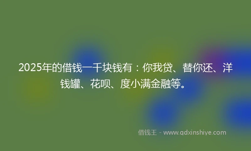 2025年的借钱一千块钱有：你我贷、替你还、洋钱罐、花呗、度小满金融等。