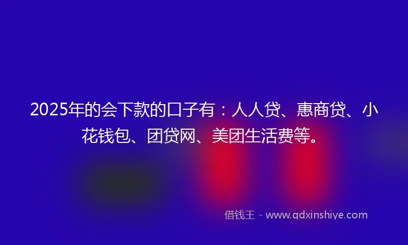 2025年的会下款的口子有：人人贷、惠商贷、小花钱包、团贷网、美团生活费等。