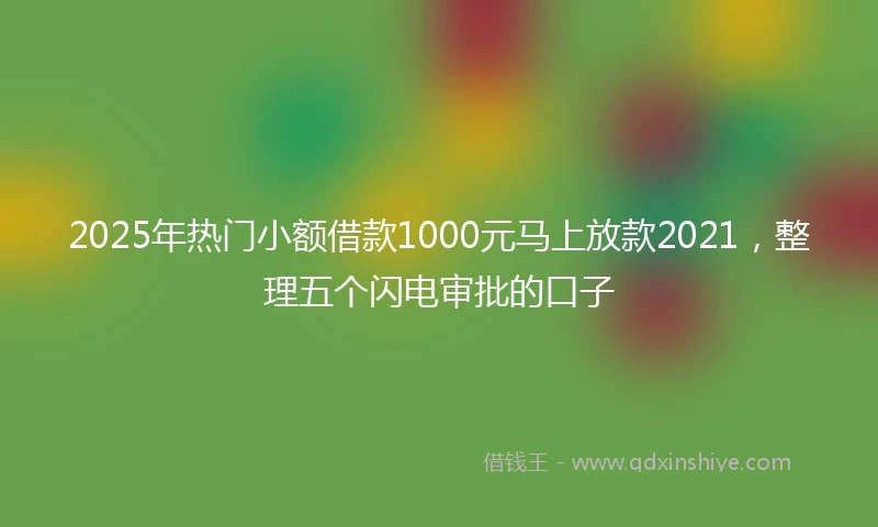 2025年热门小额借款1000元马上放款2021，整理五个闪电审批的口子
