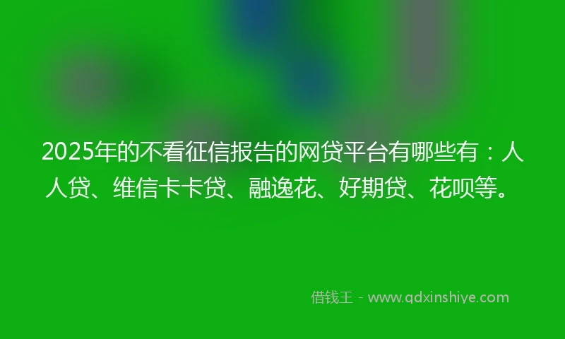 2025年的不看征信报告的网贷平台有哪些有：人人贷、维信卡卡贷、融逸花、好期贷、花呗等。