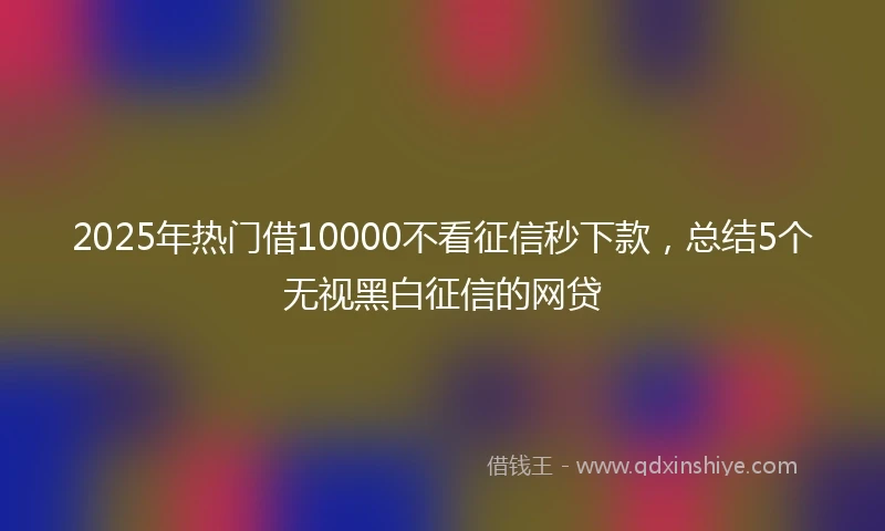 2025年热门借10000不看征信秒下款，总结5个无视黑白征信的网贷