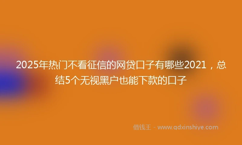 2025年热门不看征信的网贷口子有哪些2021，总结5个无视黑户也能下款的口子