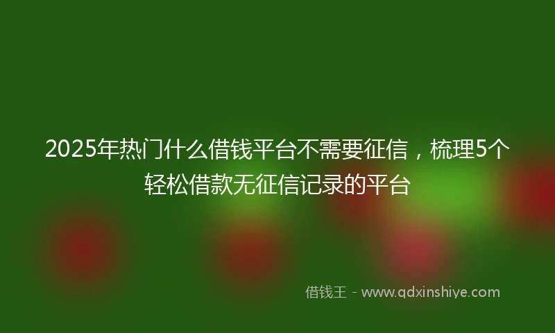 2025年热门什么借钱平台不需要征信，梳理5个轻松借款无征信记录的平台