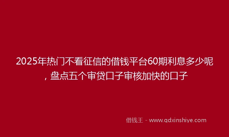 2025年热门不看征信的借钱平台60期利息多少呢，盘点五个审贷口子审核加快的口子