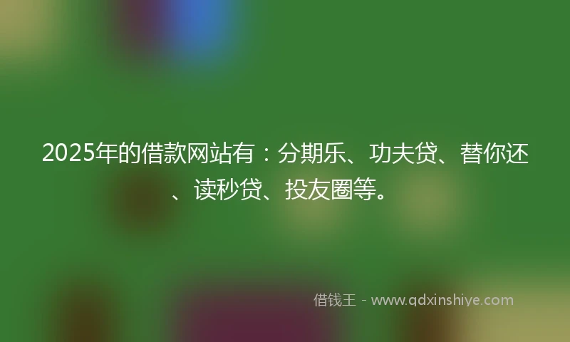 2025年的借款网站有：分期乐、功夫贷、替你还、读秒贷、投友圈等。