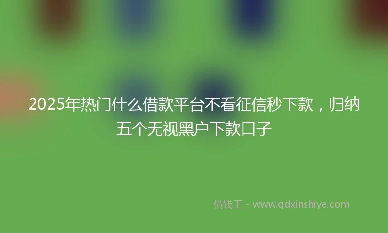 2025年热门什么借款平台不看征信秒下款，归纳五个无视黑户下款口子