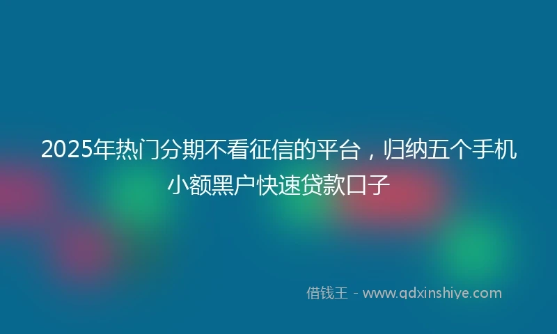 2025年热门分期不看征信的平台，归纳五个手机小额黑户快速贷款口子