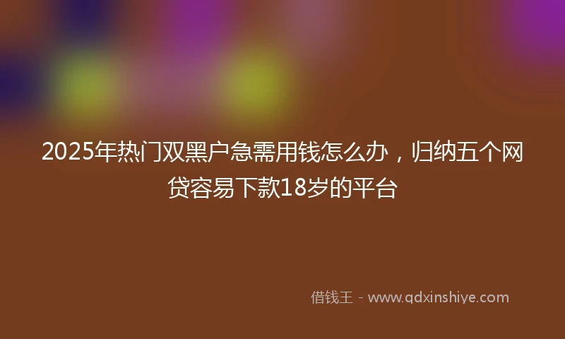 2025年热门双黑户急需用钱怎么办，归纳五个网贷容易下款18岁的平台