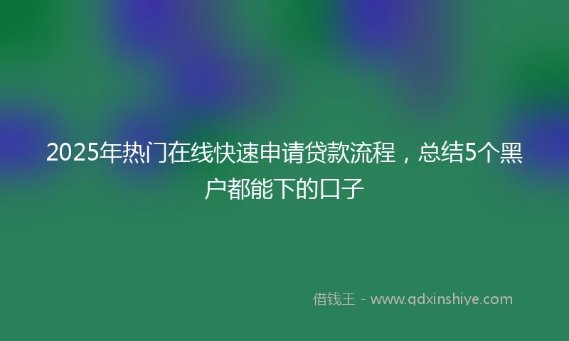 2025年热门在线快速申请贷款流程，总结5个黑户都能下的口子