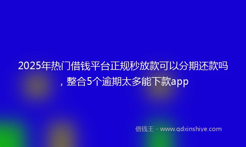 2025年热门借钱平台正规秒放款可以分期还款吗，整合5个逾期太多能下款app