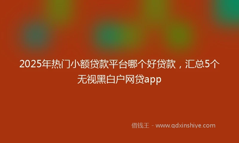 2025年热门小额贷款平台哪个好贷款，汇总5个无视黑白户网贷app