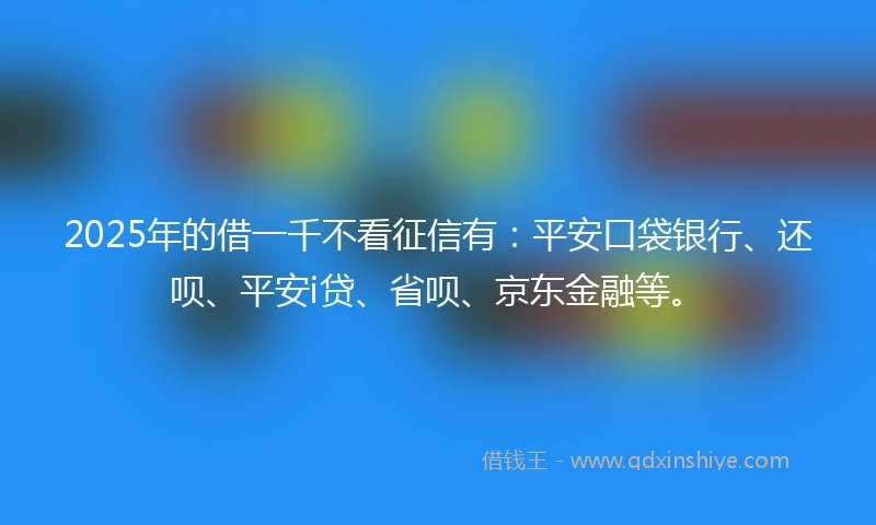 2025年的借一千不看征信有：平安口袋银行、还呗、平安i贷、省呗、京东金融等。