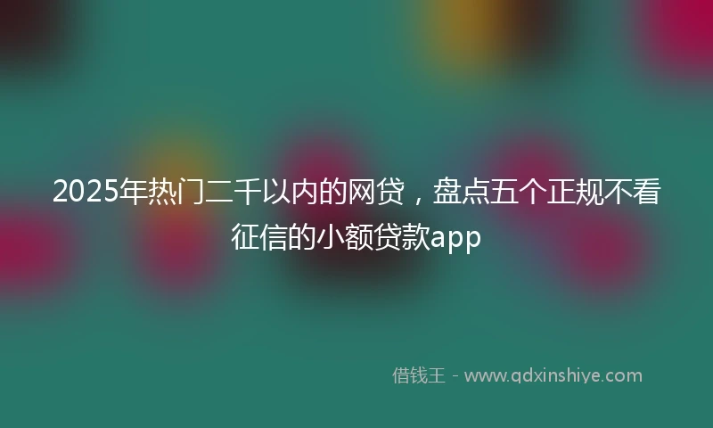 2025年热门二千以内的网贷，盘点五个正规不看征信的小额贷款app