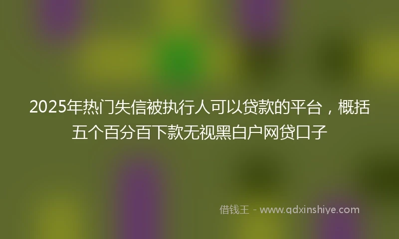2025年热门失信被执行人可以贷款的平台，概括五个百分百下款无视黑白户网贷口子