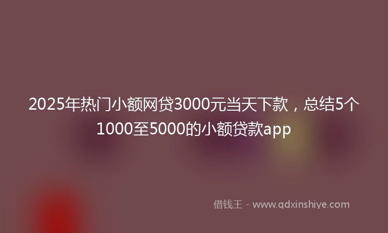 2025年热门小额网贷3000元当天下款，总结5个1000至5000的小额贷款app