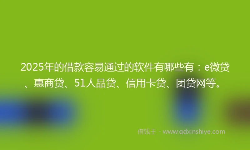 2025年的借款容易通过的软件有哪些有：e微贷、惠商贷、51人品贷、信用卡贷、团贷网等。