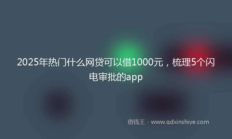 2025年热门什么网贷可以借1000元，梳理5个闪电审批的app