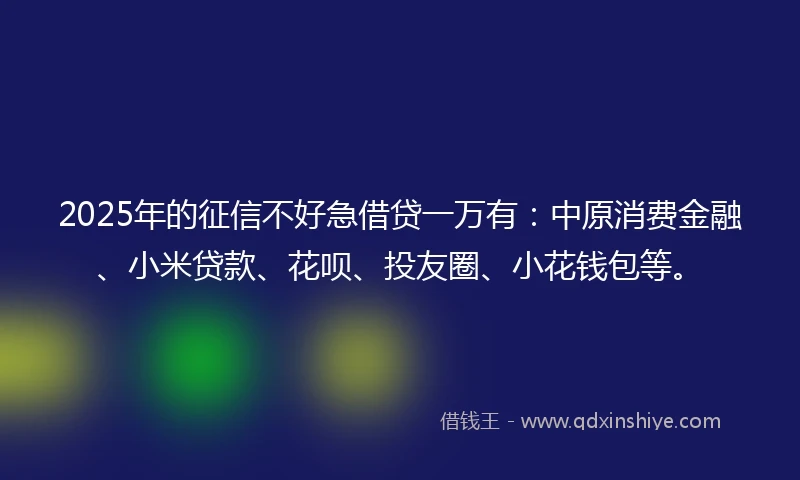 2025年的征信不好急借贷一万有：中原消费金融、小米贷款、花呗、投友圈、小花钱包等。