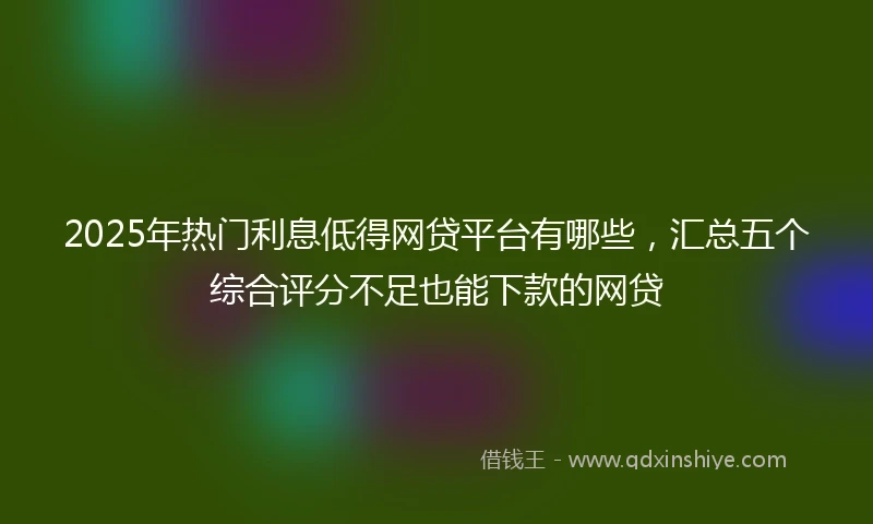 2025年热门利息低得网贷平台有哪些，汇总五个综合评分不足也能下款的网贷
