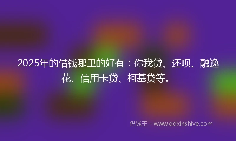 2025年的借钱哪里的好有：你我贷、还呗、融逸花、信用卡贷、柯基贷等。