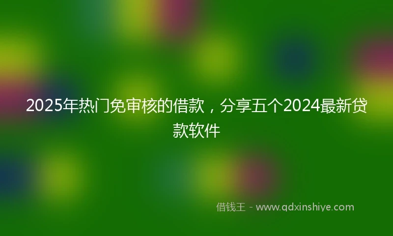 2025年热门免审核的借款，分享五个2024最新贷款软件