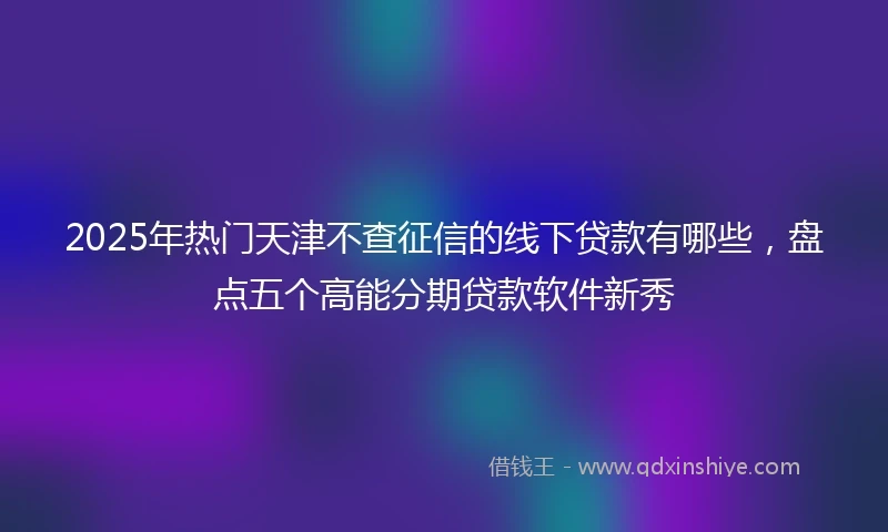 2025年热门天津不查征信的线下贷款有哪些，盘点五个高能分期贷款软件新秀