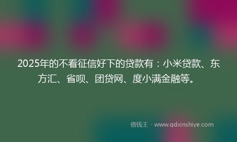 2025年的不看征信好下的贷款有：小米贷款、东方汇、省呗、团贷网、度小满金融等。
