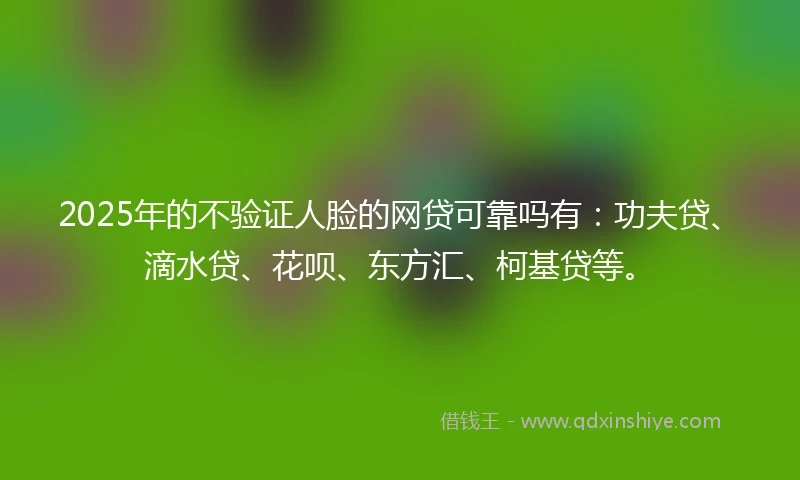 2025年的不验证人脸的网贷可靠吗有：功夫贷、滴水贷、花呗、东方汇、柯基贷等。