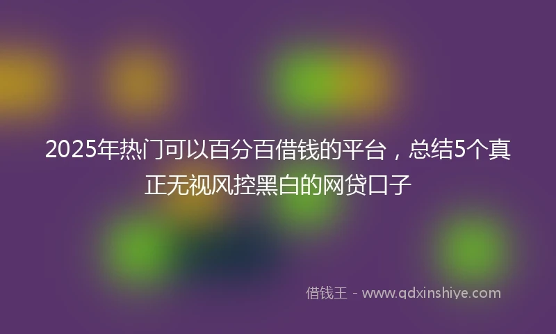 2025年热门可以百分百借钱的平台，总结5个真正无视风控黑白的网贷口子