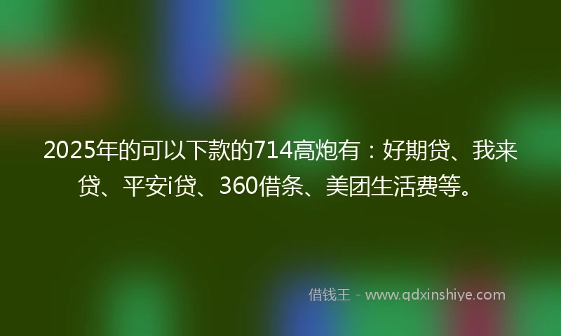 2025年的可以下款的714高炮有：好期贷、我来贷、平安i贷、360借条、美团生活费等。