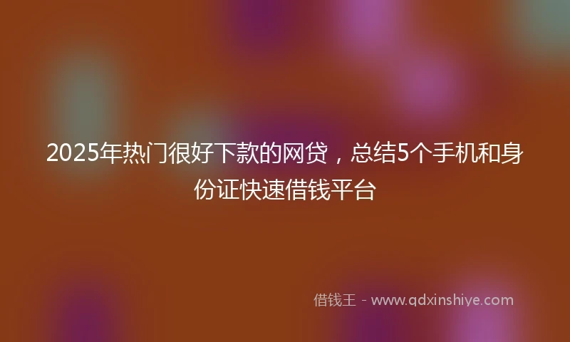 2025年热门很好下款的网贷，总结5个手机和身份证快速借钱平台