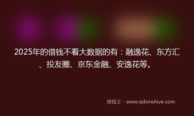 2025年的借钱不看大数据的有：融逸花、东方汇、投友圈、京东金融、安逸花等。