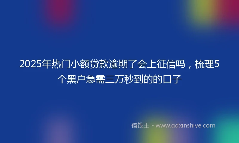 2025年热门小额贷款逾期了会上征信吗，梳理5个黑户急需三万秒到的的口子