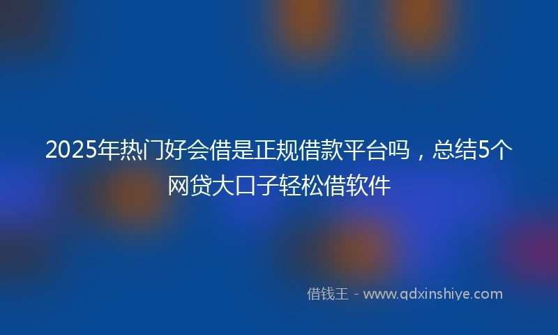 2025年热门好会借是正规借款平台吗，总结5个网贷大口子轻松借软件