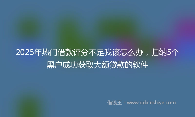 2025年热门借款评分不足我该怎么办，归纳5个黑户成功获取大额贷款的软件