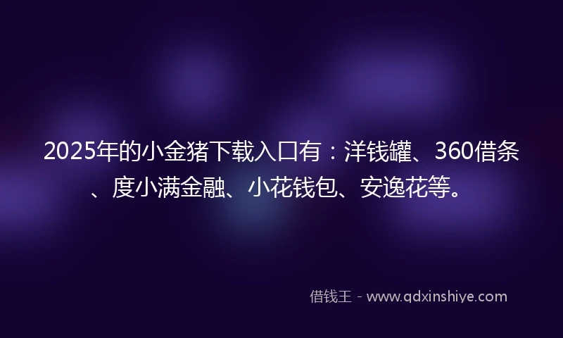 2025年的小金猪下载入口有：洋钱罐、360借条、度小满金融、小花钱包、安逸花等。