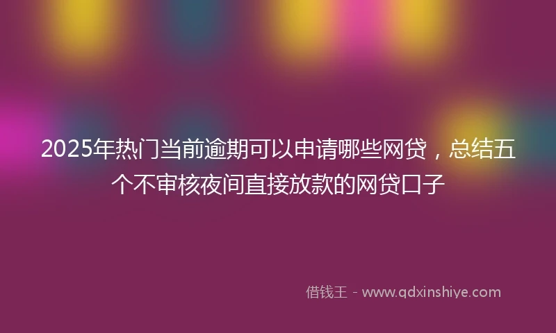 2025年热门当前逾期可以申请哪些网贷，总结五个不审核夜间直接放款的网贷口子