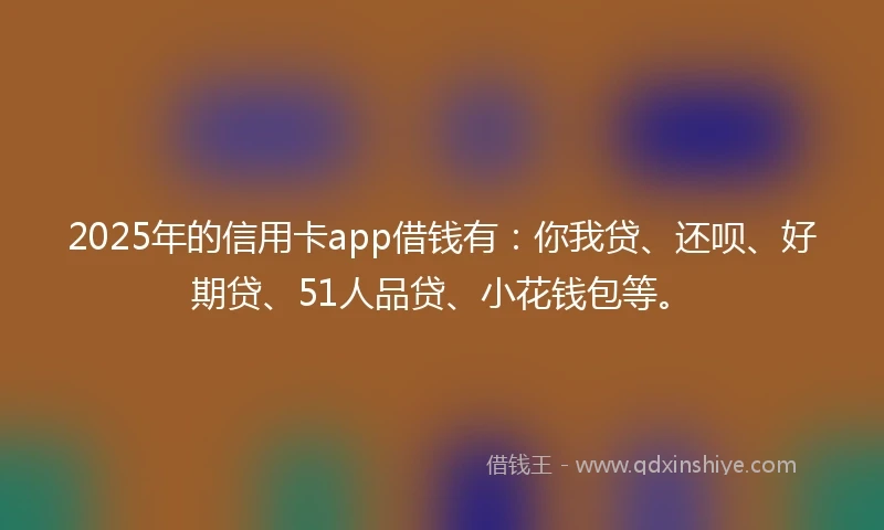 2025年的信用卡app借钱有：你我贷、还呗、好期贷、51人品贷、小花钱包等。
