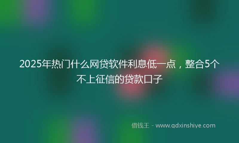 2025年热门什么网贷软件利息低一点，整合5个不上征信的贷款口子