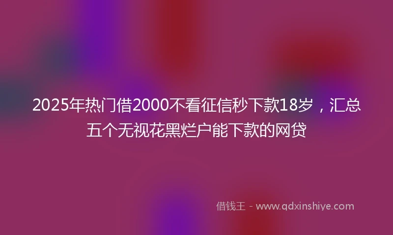 2025年热门借2000不看征信秒下款18岁，汇总五个无视花黑烂户能下款的网贷
