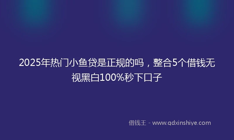2025年热门小鱼贷是正规的吗，整合5个借钱无视黑白100%秒下口子
