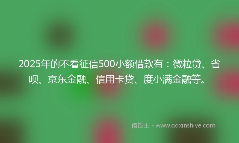 2025年的不看征信500小额借款有：微粒贷、省呗、京东金融、信用卡贷、度小满金融等。