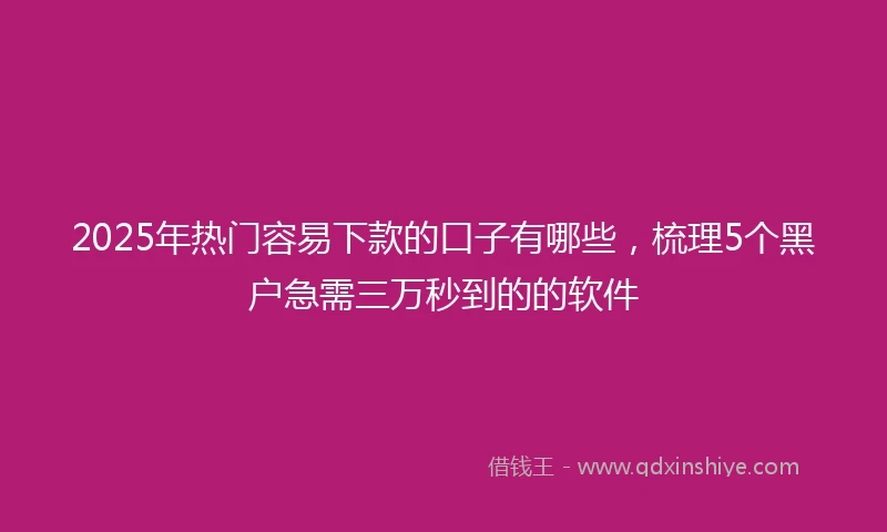 2025年热门容易下款的口子有哪些，梳理5个黑户急需三万秒到的的软件