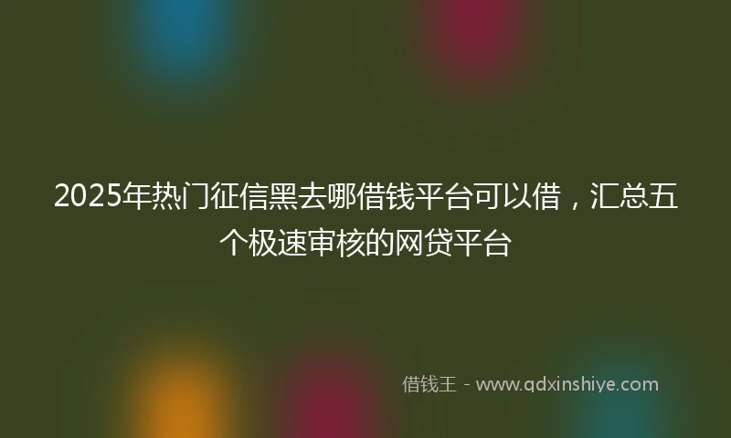 2025年热门征信黑去哪借钱平台可以借，汇总五个极速审核的网贷平台