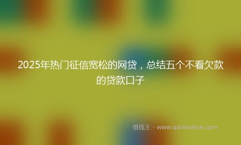 2025年热门征信宽松的网贷，总结五个不看欠款的贷款口子