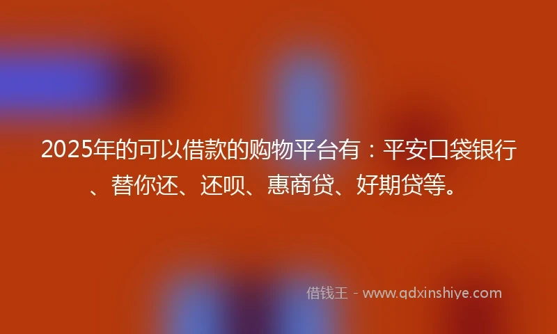 2025年的可以借款的购物平台有：平安口袋银行、替你还、还呗、惠商贷、好期贷等。