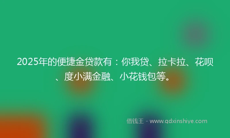 2025年的便捷金贷款有：你我贷、拉卡拉、花呗、度小满金融、小花钱包等。